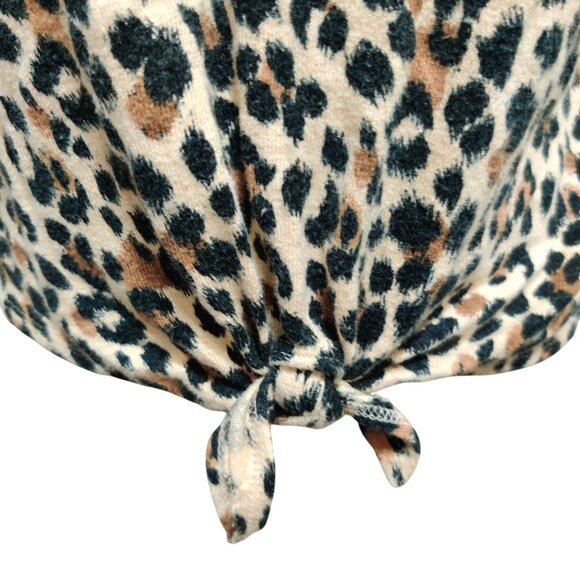 Old Navy Kids XL 14 16 Leopard Print Long Sleeve Hooded Tie Front Knit Top Cute - Picture 6 of 10